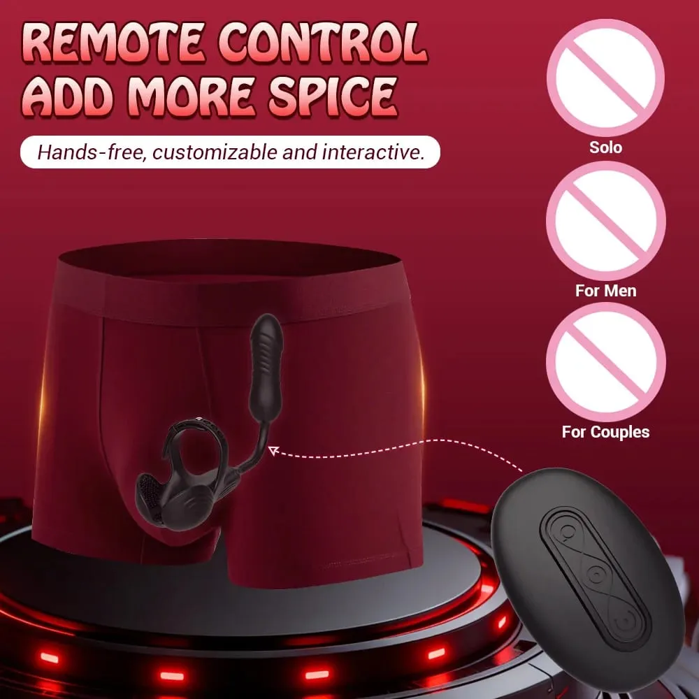 Empurrando plugue anal vibrador masculino massageador de próstata controle remoto anel peniano testículo taint estimulador brinquedos sexuais para homens casais