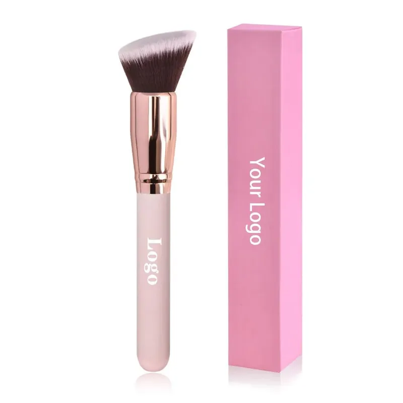 Pincéis de maquiagem de marca própria grátis, base solta, corretivo, pincel de mistura, ferramenta de maquiagem de beleza rosa, atacado, 10 peças