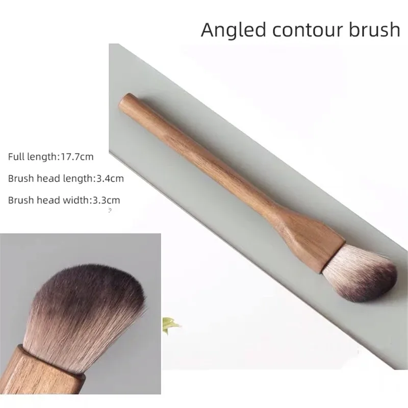 Walnut Wood Handle Makeup Brush Loose Powder Foundation Blush Contour Brushes Super Soft High Density Makeup Tools Brushes