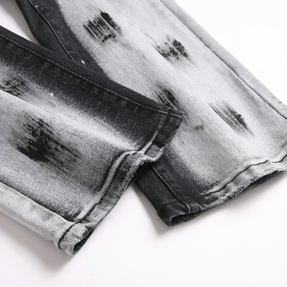 Calça jeans masculina com corte de bota, botão pintado, slim, larga, casual, streetwear, stretch, elastano, algodão — image 5