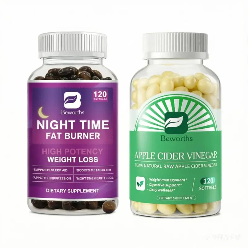 2 pces perda de peso da noite & cápsulas do vinagre de cidra de maçã para a desintoxicação da digestão limpador imune-poderoso & supressor do apetite