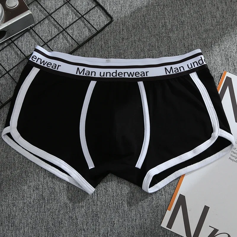 1/4 pçs roupa interior masculina boxers calcinha de algodão respirável sólido boxershorts masculino meados de cintura cuecas tendência homem shorts homme