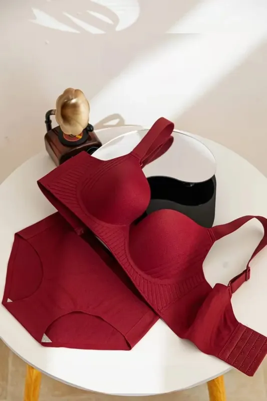 Sexy vermelho push up conjunto de sutiã para seios pequenos anti-flacidez confortável respirável conjunto de lingerie de casamento sem underwire — image 13