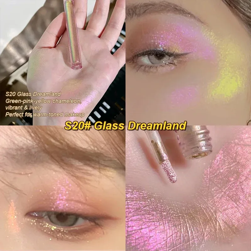 Brilho iluminador líquido sombra de olho multicromático shimmer sombra camaleão maquiagem para os olhos alto brilho pérola brilhante sombra de olho