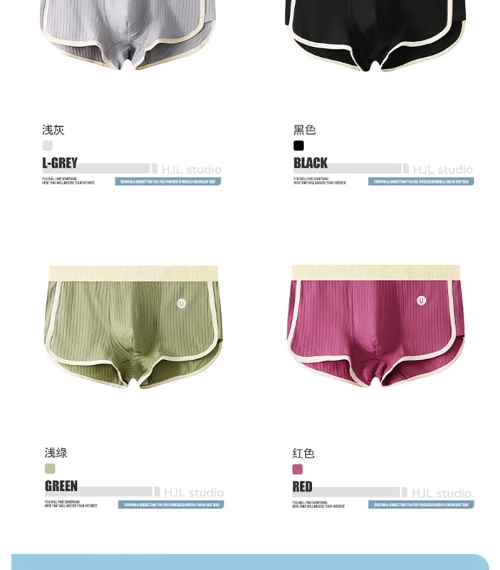 3 unidades/pacote 100% algodão sólido listrado boxer masculino sexy malha respirável u virilha roupa interior alta elástica ampliar cintura cuecas
