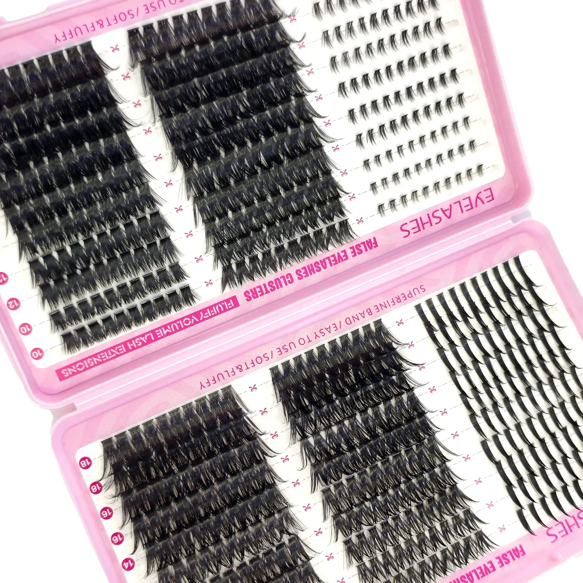 600 pçs cluster de cílios postiços diy disco de mistura estendido gordo agrupado única peça olho de gato picos de cílios postiços + fundo