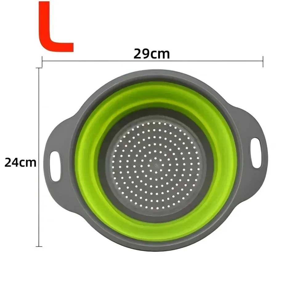 2 pçs silicone dobrável escorredor cesta frutas vegetais dobrável coador de cozinha para alimentos macarrão utensílios de cozinha dispositivo de drenagem — image 19