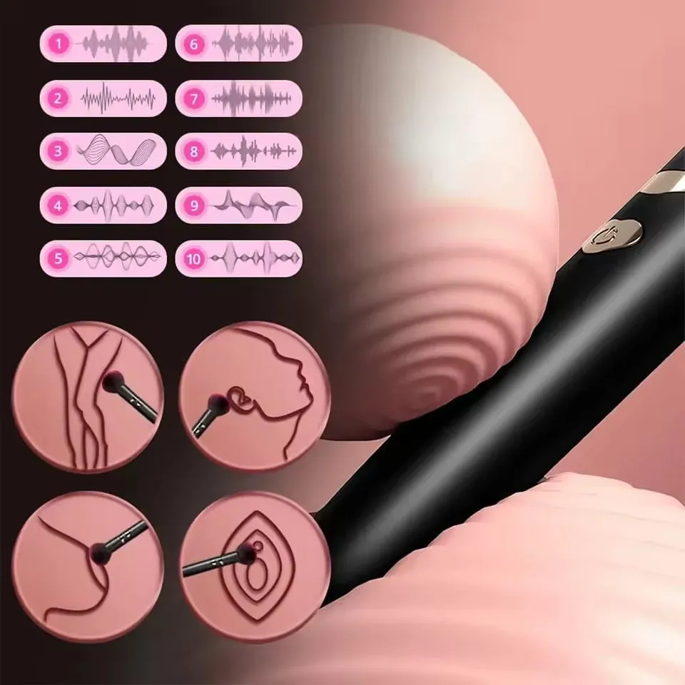 Caneta de maquiagem dupla cabeça vibrador escova macia pente feijão alta frequência micro vibração estimulação profunda g ponto orgasmo brinquedo sexo feminino