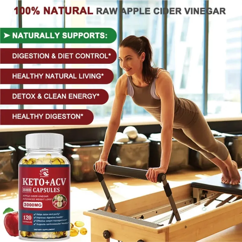 Greensure Keto Apple Cider Vinegar Capsules ACV with Apple Cider Keto Supplements Apple Flavor Formula for Men & Women