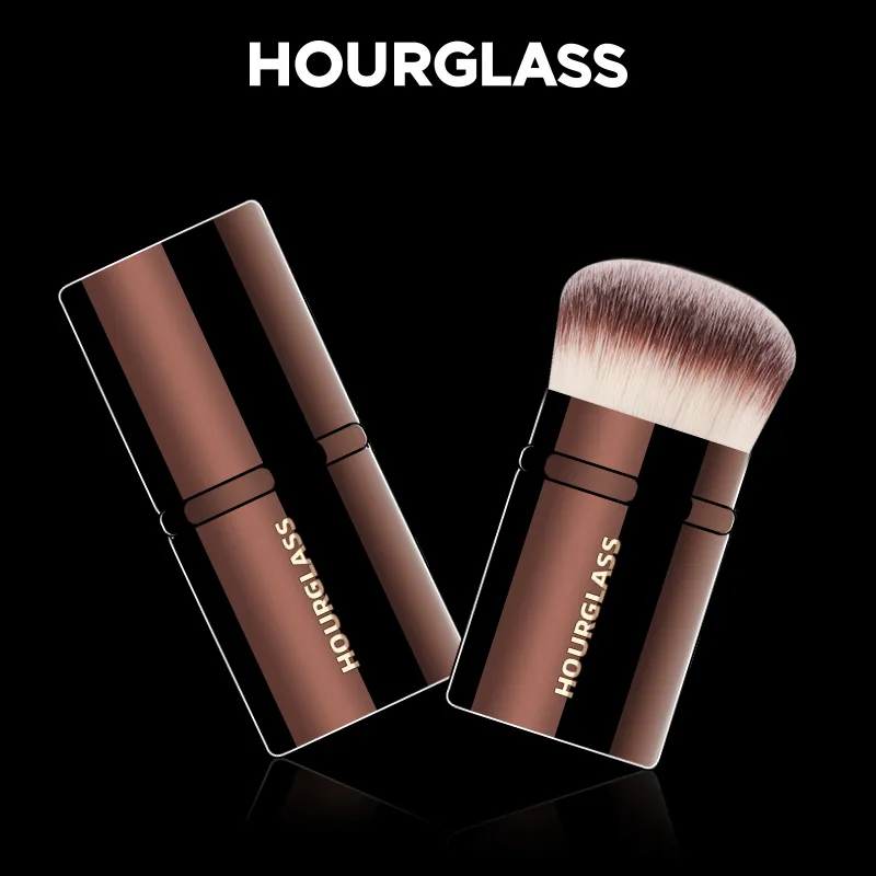 Pincel de maquiagem profissional retrátil 3 em 1, multifuncional, base, pó, blush, viagem, ferramenta cosmética portátil com Sof