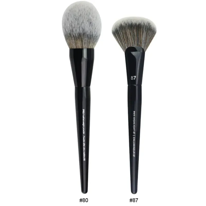 2 pçs/set Pro Preto Pincéis de Maquiagem Cabelo Sintético Pó Sombra Mancha Destaque Fundação Airbrush Difusor Make Up Brush
