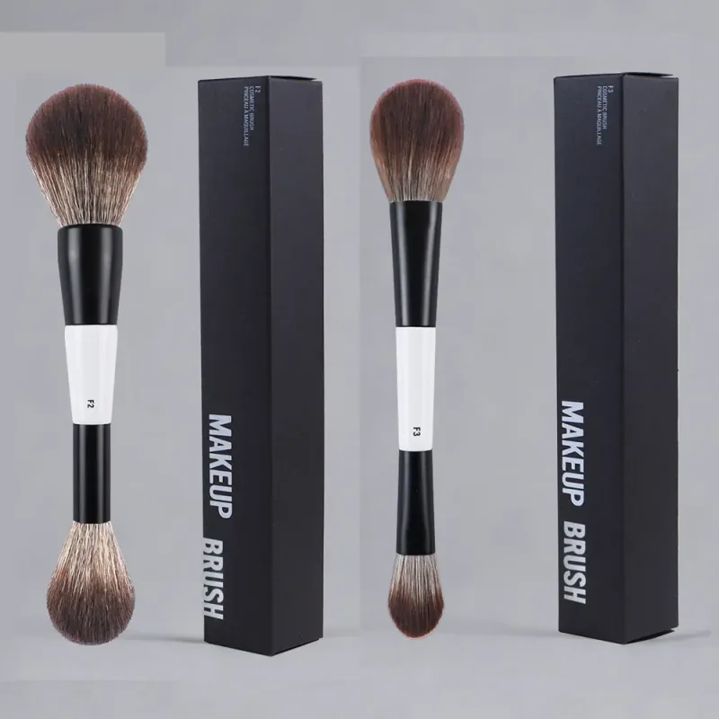 2 pçs/set Branco Dupla extremidade Angular Pincéis de Maquiagem Fundação Blush Contorno Maquiagem Pincel Punho De Madeira Ferramenta Cosmética Mari F4