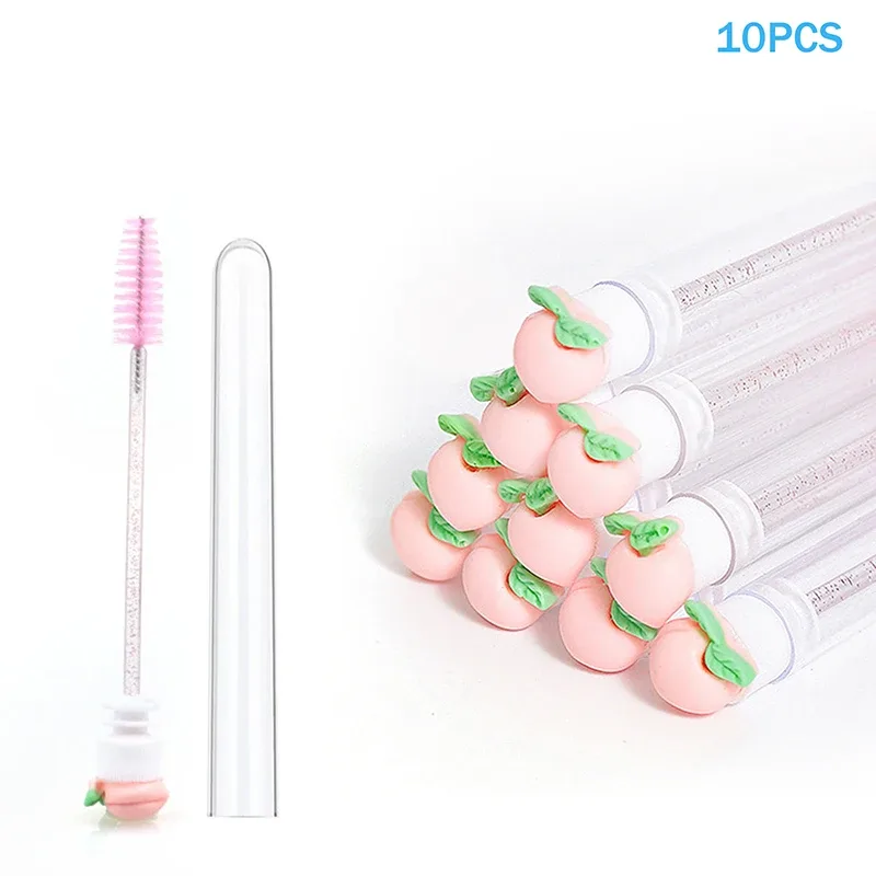 10 pçs/set coleção de frutas rímel escova reutilizável lash escova tubo carretéis lash extensão pincéis aplicadores ferramentas de maquiagem
