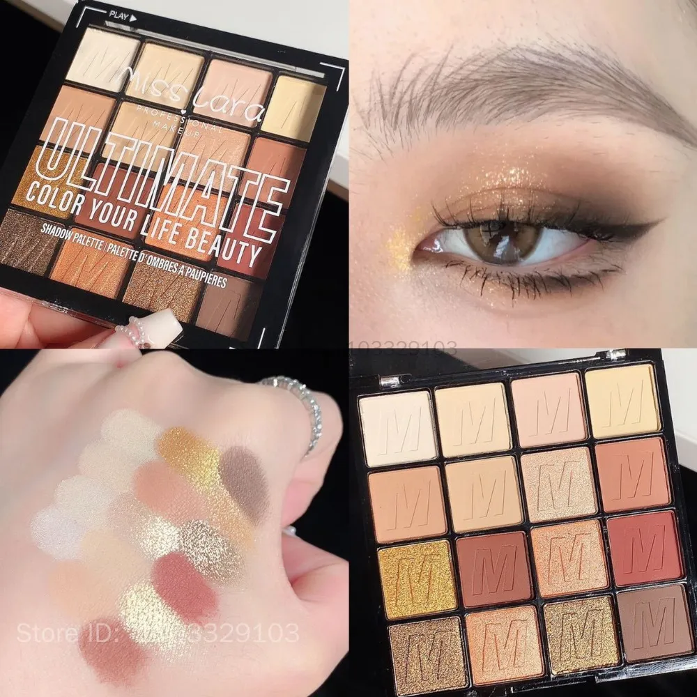 Paleta de sombra de olho arco-íris, 16 cores, verão, longa duração, à prova d'água, perolada, fosca, brilhante, sombra feminina, maquiagem de olhos de beleza