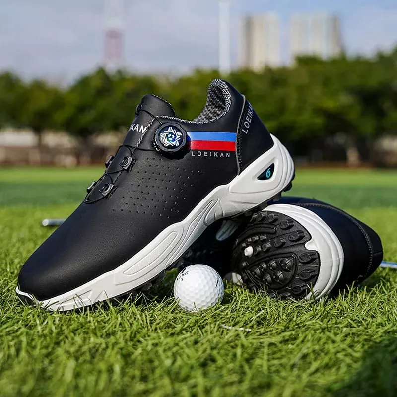 Sapatos de golfe masculinos | Fechamento com botão rápido | Tênis de golfe antiderrapantes e sem pontas