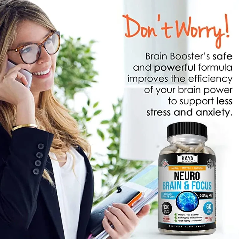 Cápsulas de reforço cerebral nootrópicas - Vitaminas, concentração de memória, clareza e desempenho cognitivo, suporte para alívio do estresse