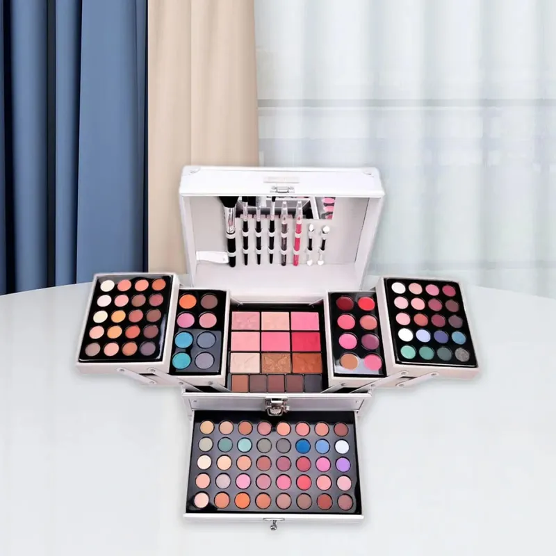 Cute Makeup Kit Complete Palette Cosmetic Bag with Brushes and Lip Color Travel Case for Women and Girls