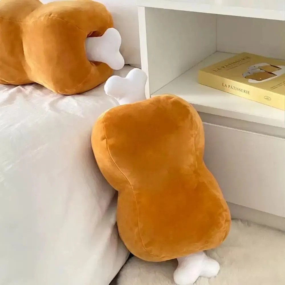 42cm Simulation Meat Bone Pillow Cartoon Design Soft Plush Toy Pillow Hypoallergenic Washable Lifelike Meat Bone Pillow