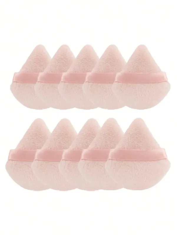 10 Pcs Triangle Velvet Powder Puff Pizza Flours Mini Face Makeup Sponge Cosmetics Washable Lightweight Makeup Tool