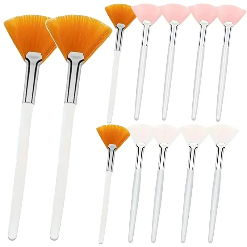 3/6/12 pçs pincéis faciais práticos forma de leque escova cabeça plana aplicador de máscara facial macio portátil escovas ferramentas cosméticas