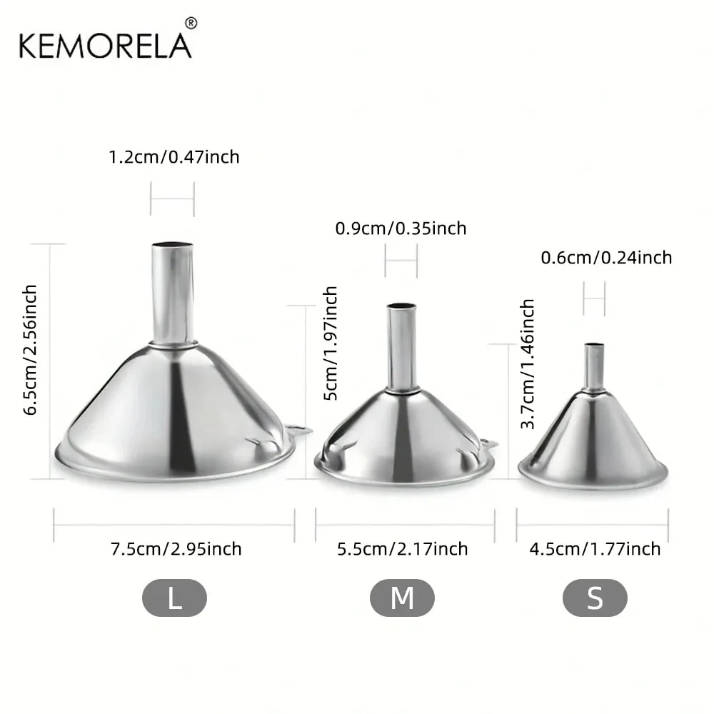 3PCS Stainless Steel Silver Funnel Kitchen Oil Spill Dispenser Wine Leak Tool Kitchen Funnel Drain Tool