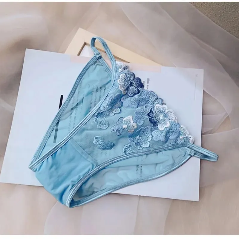 Super sexy conjunto de sutiã de renda transparente oco sem arame triângulo francês bralette e calcinha feminina lingerie quente 2026 moda