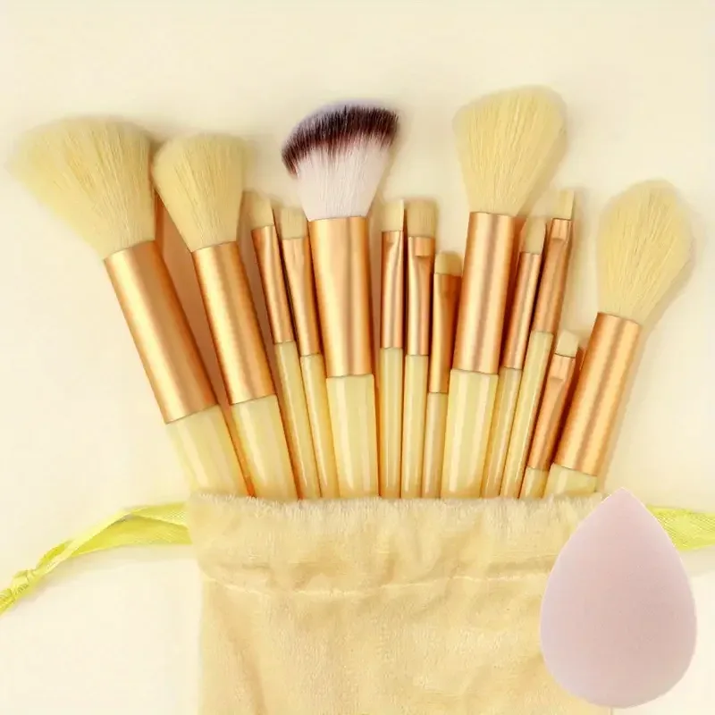 Conjunto de pincéis de maquiagem profissional, 13 peças, base, sombra, blush, pó, mistura macia, fofo, cosméticos, conjunto completo de ferramentas de maquiagem feminina