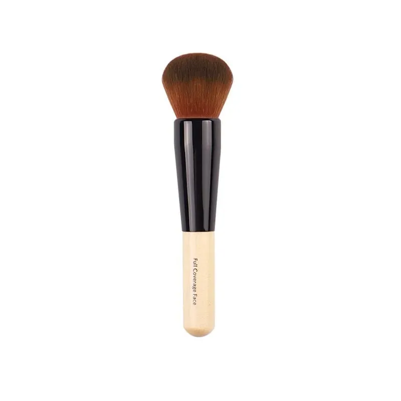 Pincéis de maquiagem champanhe luxuosos, pincel de base plana, pincel grande para reparo de rosto, pincel de contorno para creme líquido em pó