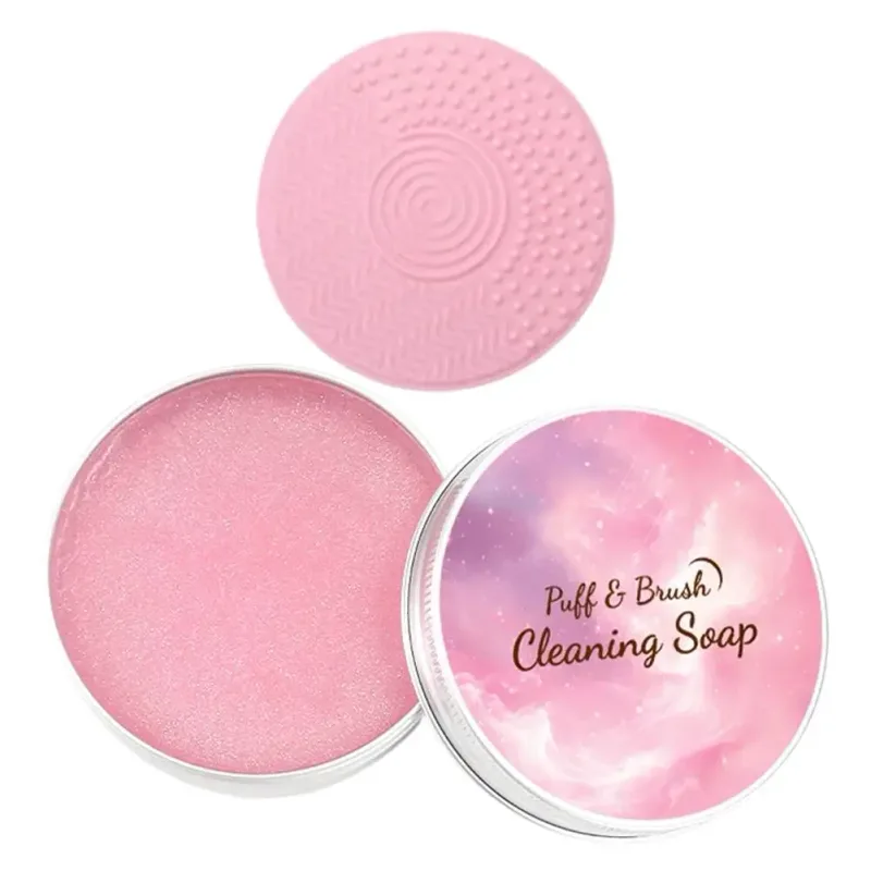 Sabonete limpador de pincel de maquiagem com tapete de silicone limpa profundamente a maquiagem à prova d'água para pincéis e esponjas de maquiagem sintética e natural