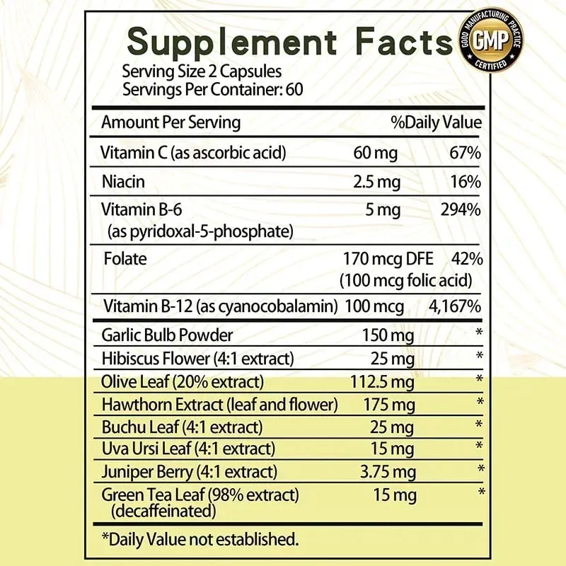 Blood Pressure Support - Supports Cardiovascular Health Boosts Energy and Immunity for Heart Health - with Hawthorn & Hibiscus