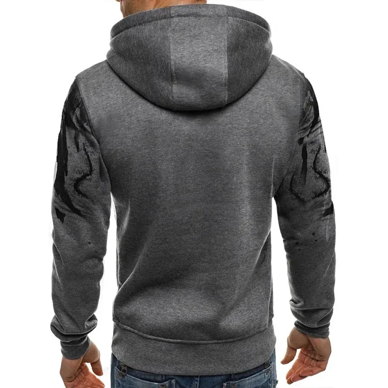 Gradiente impressão pulôver masculino moletom com capuz primavera outono diário fitness esportiva moda casual hoodies roupas soltas