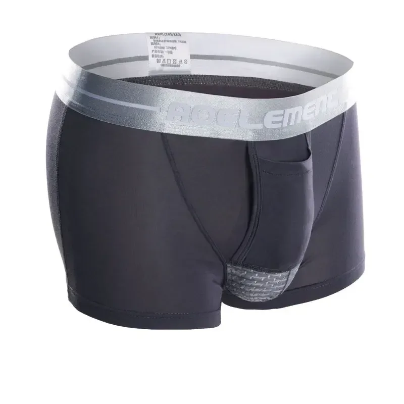 Bala roupa interior separada masculina ventilada verão cuecas secas saco de seda gelo boxers saudáveis