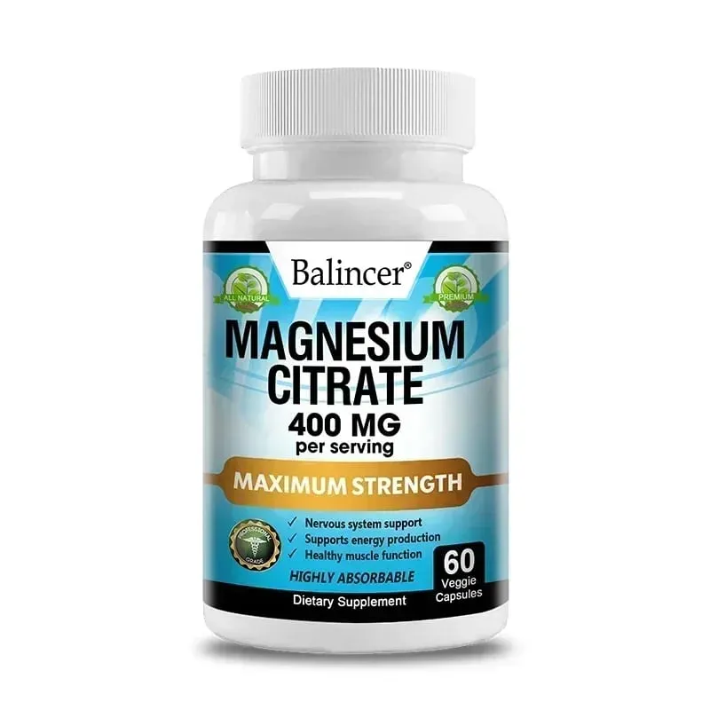 Suplemento de citrato de magnésio Balincer apoia a saúde do coração do sistema nervoso muscular e fornece energia