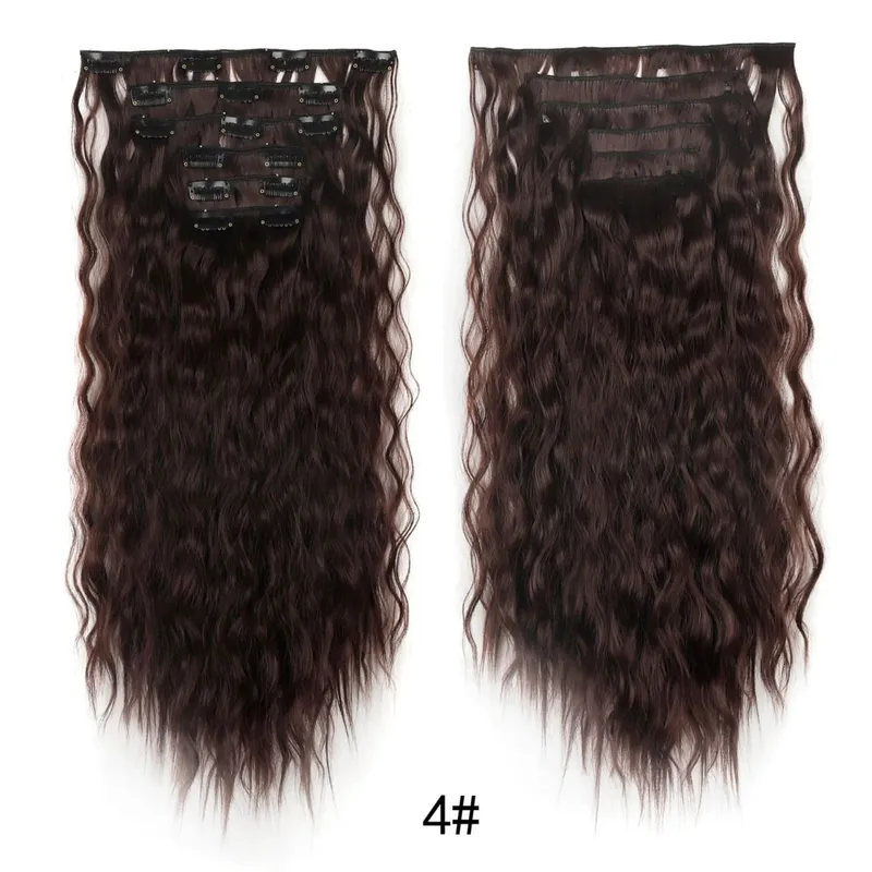 Long Curl Wave Clip In Hair Extensions 6Pcs/Set 16 Clips High Tempreture Synthetic Hairpiece Clip In Hair Extensions 24Inch
