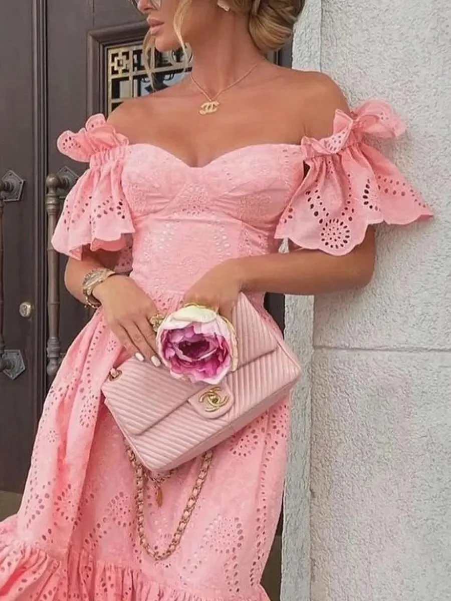 Vestido feminino fora do ombro vestidos de comprimento médio sólido dot sexy splice apertado cintura alta decote em v uma linha elegante magro ajuste vestidos