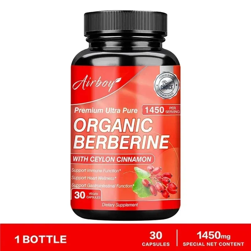 Cápsulas de berberina - apoiam o metabolismo da função imunológica da saúde cardiovascular e o controle de peso saudável