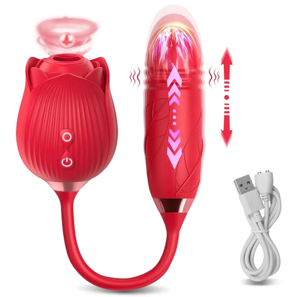 Vibrador poderoso com sucção de rosas, estimulador de mamilos e clitóris, massageador do ponto G, recarregável, à prova d'água, brinquedo sexual para mulheres