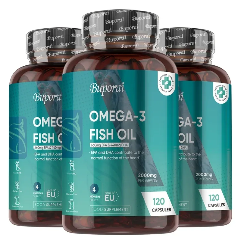 Omega 3 Fish Oil 2000mg - Helps Maintain Normal Brain Function and Healthy Vision Boosts Natural Energy and Improves Immunity