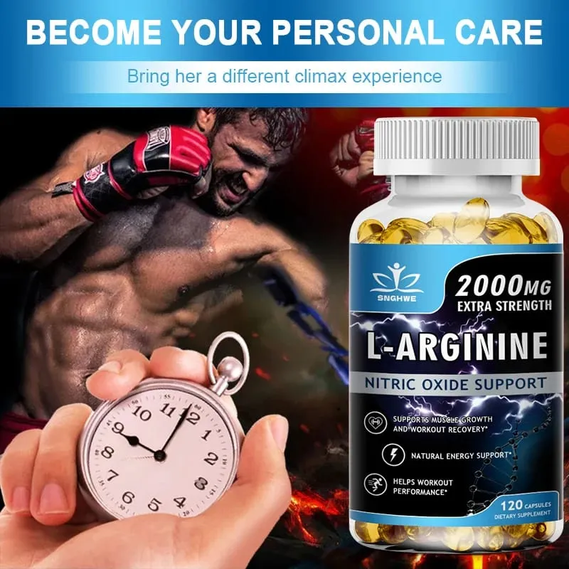 Super Arginina - suplemento pré-exercício de 2.000 mg - promove o crescimento muscular e fortalece a energia e a resistência muscular