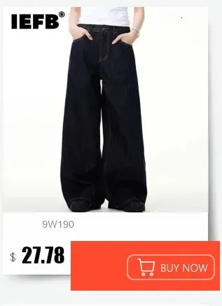 American Style Men's Denim Pants Solid Color Washed Casual Cleanfit Straight Wide Leg All-amtch Loose Male Jeans New 9W4159