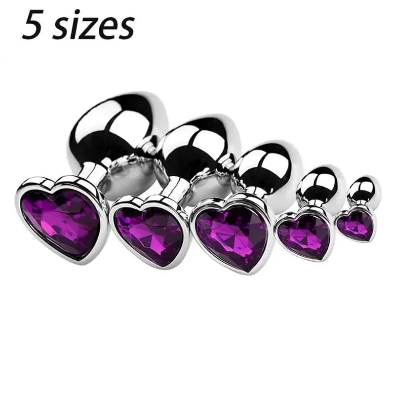 5 tamanhos de aço inoxidável cristal coração anal plug removível butt plug estimulador próstata massageador anal brinquedos sexuais vibradores