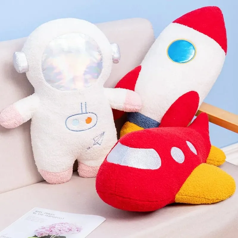 Quente 58cm foguete de pelúcia astronauta brinquedo recheado nave espacial lance travesseiro decoração para casa presente aniversário espaço descoberta educacional para crianças