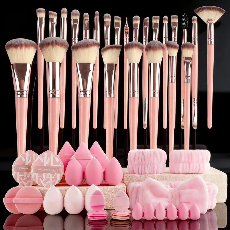Conjunto de pincéis cosméticos profissionais 13/53pcs para pele mista com pincéis macios, perfeito para iniciantes e maquiadores