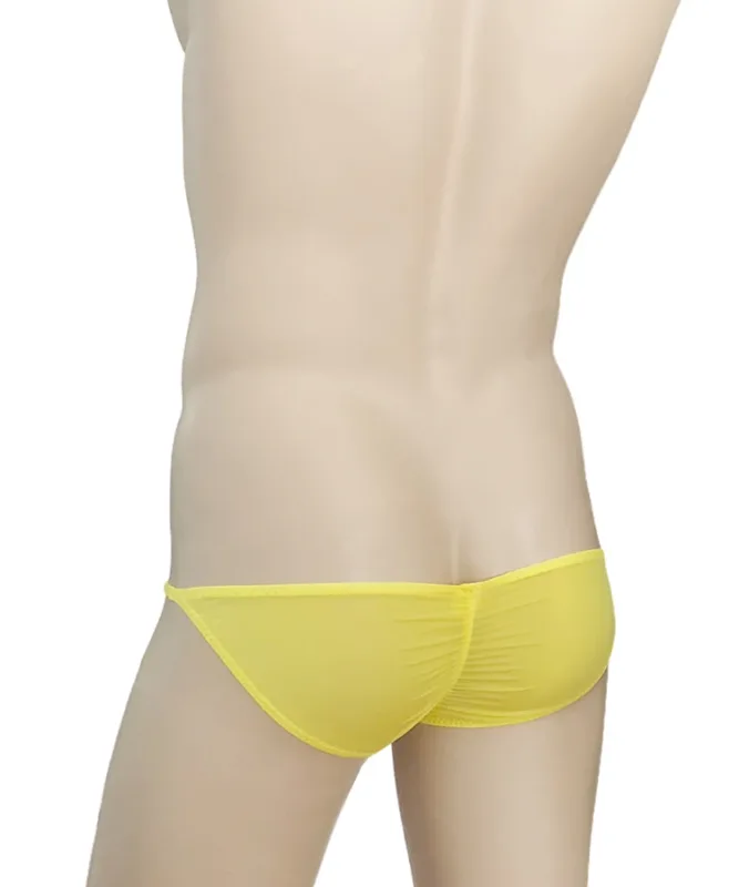 Cuecas masculinas de cintura ultra baixa g-string nádegas finas de seda gelo translúcida roupa interior sexy respirável leve baixo crescimento