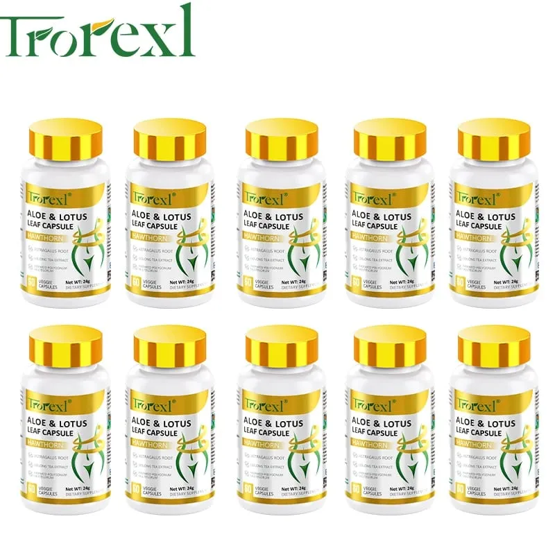 Cápsulas de folhas de aloe e lótus pílulas para barriga lisa supressor de apetite desintoxicação preserva magra