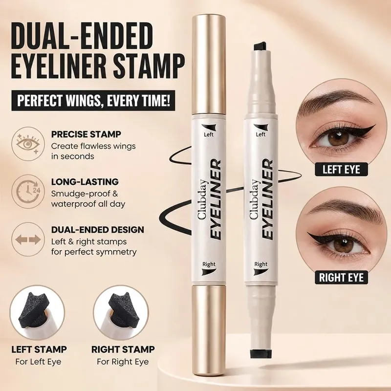 Kit de olhos de 3 peças de longa duração, delineador de sobrancelha de ponta dupla, delineador com estampa de asa, rímel volumizador, cria looks deslumbrantes