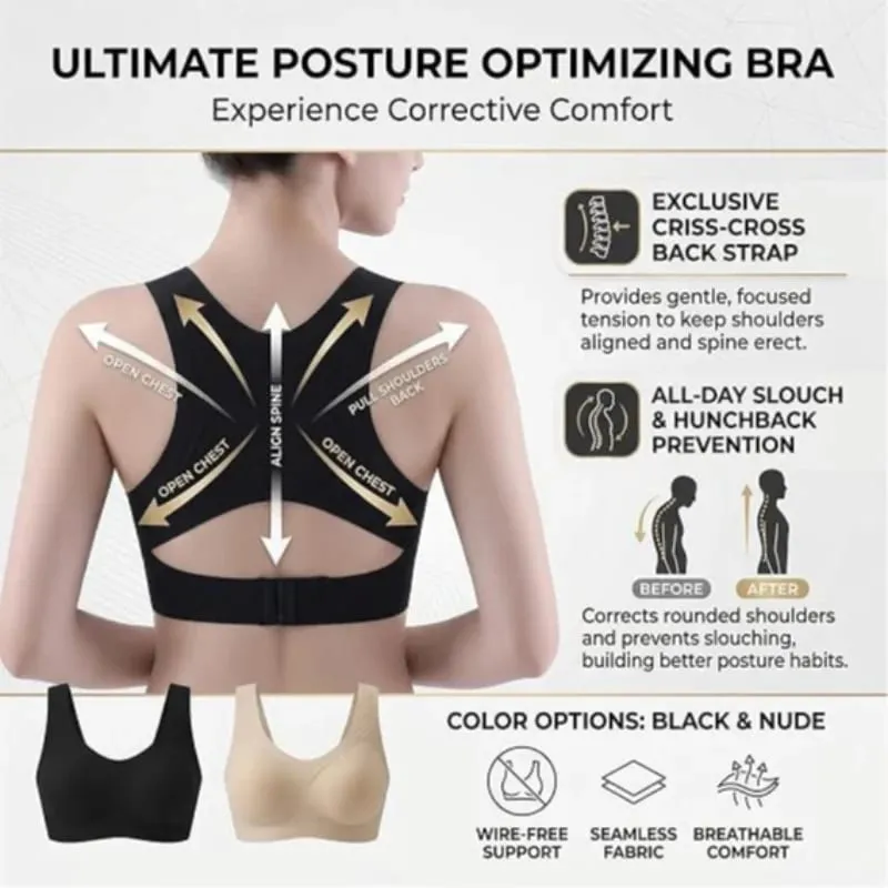 Sutiã de suporte de postura feminino fechamento frontal cruz de volta sutiãs de postura sem fio suporte de cobertura completa push up bralettes suporte de postura
