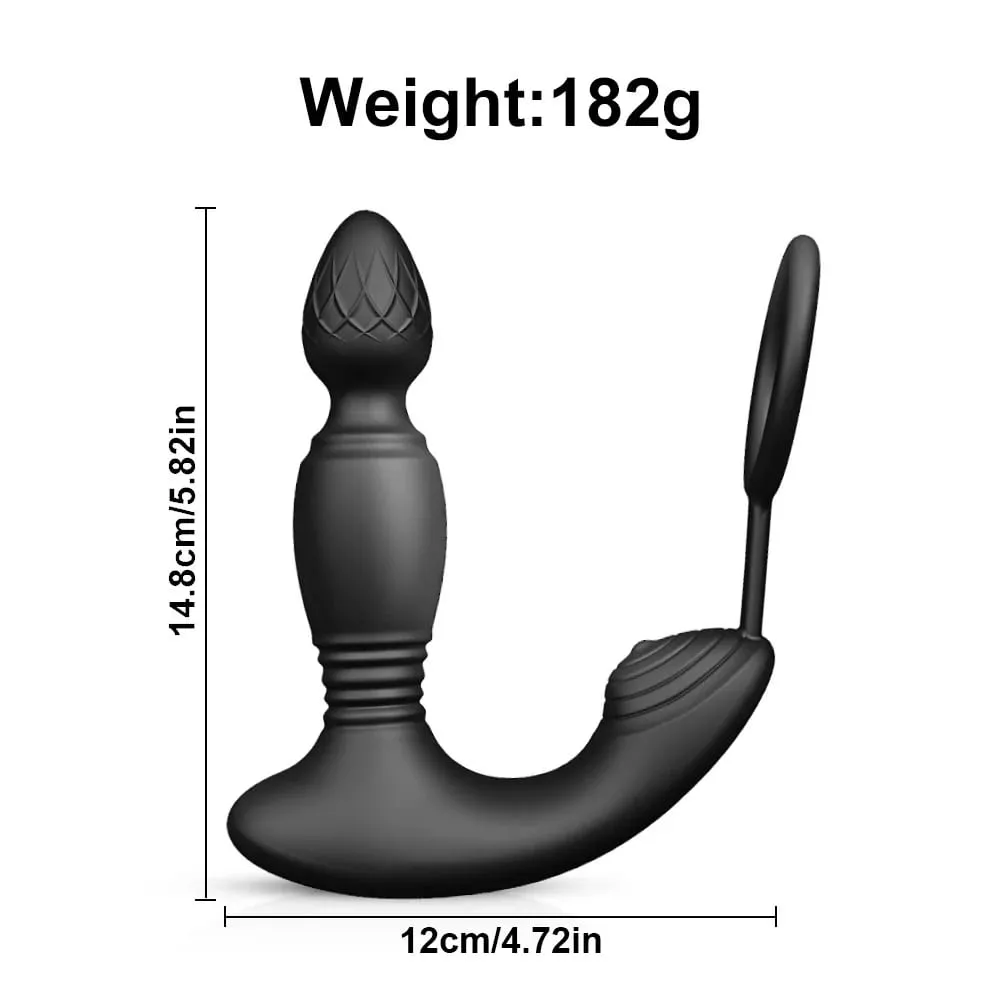 Vibrador com controle por aplicativo para homens, massageador de próstata, empurrador, ejaculação retardada, anel de cortiça, plug anal, brinquedo sexual para adultos