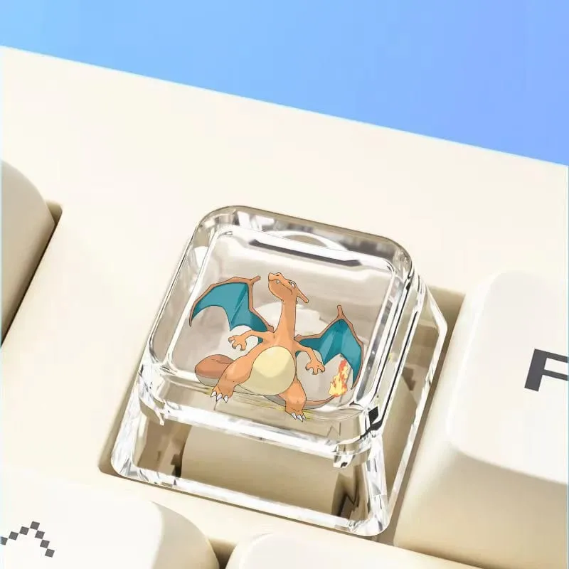 Teclado mecânico cruzado personalizado anime keycap único charmeleon blastoise eevee transparente dos desenhos animados keycap