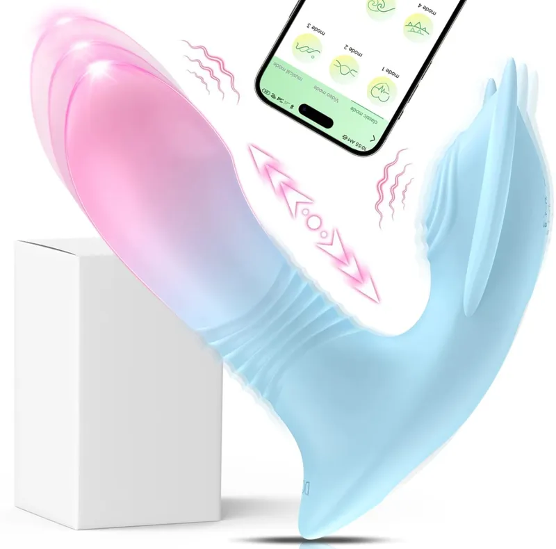 Vibrador telescópico wearable remoto do aplicativo 10 vibrando empurrando g ponto vibrador com silicone líquido massagem vaginal brinquedos sexuais adultos